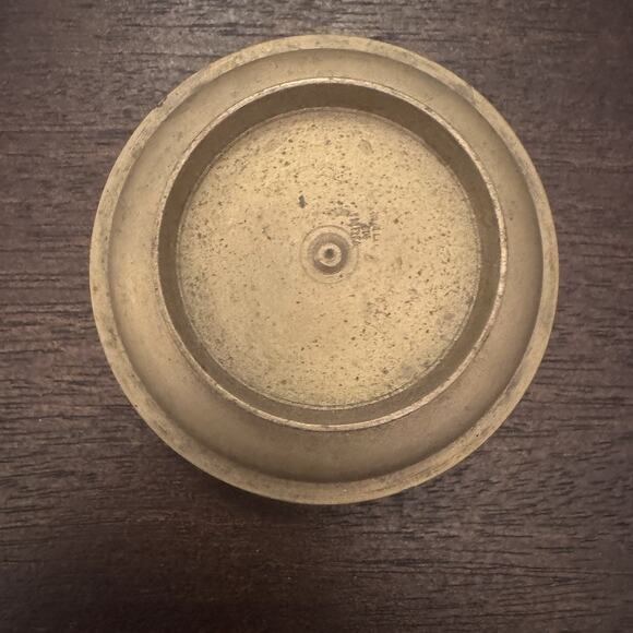 VTG Brass Ashtray Handmade Ornate Patina 3 Cigarettes Trinket Dish Made in India - Picture 9 of 11